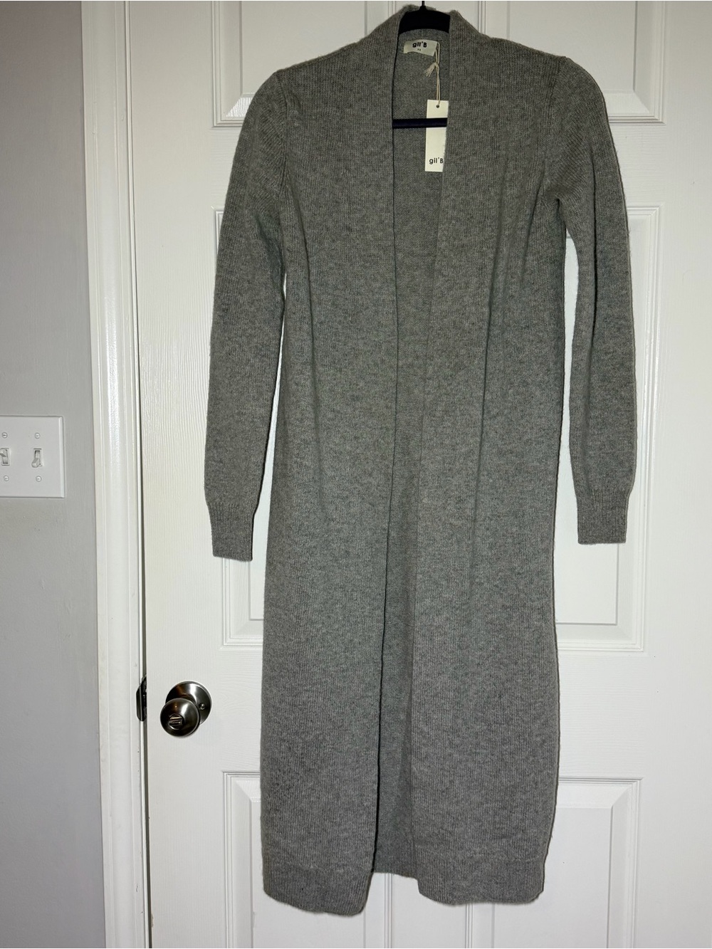 NWT Wool Long Open-Front Knit Cardigan